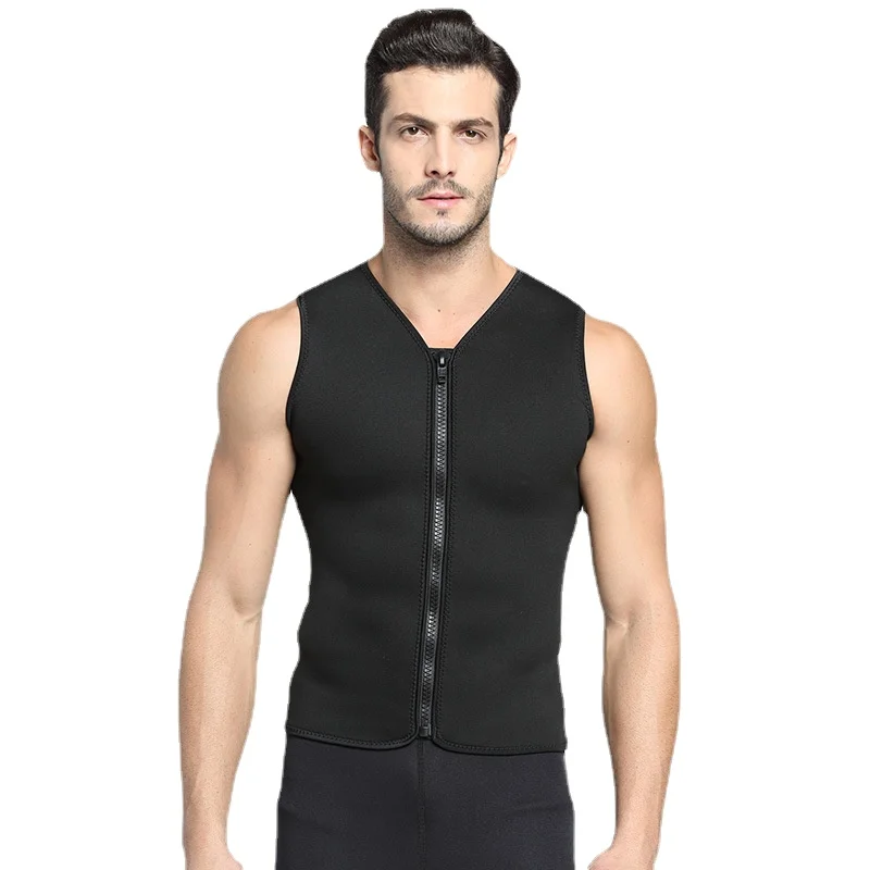 Combinaison de plongée en néoprène 3MM, veste sans manches, fermeture éclair complète, protection solaire, combinaison chaude pour hommes, pour plongée en eau froide, surf