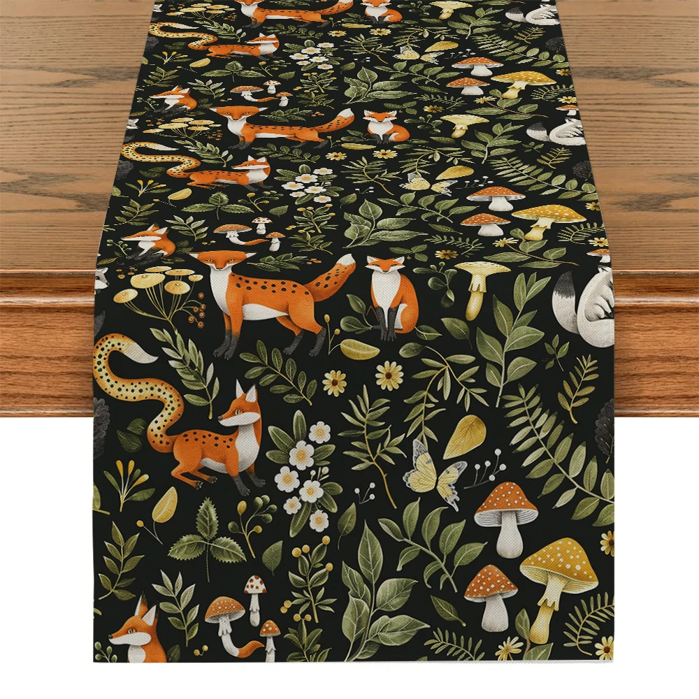 Plants Flowers Branches Leaves Mushroom Table Runners Dresser Table Decor Reusable Kitchen Dining Table Runner Party Decor