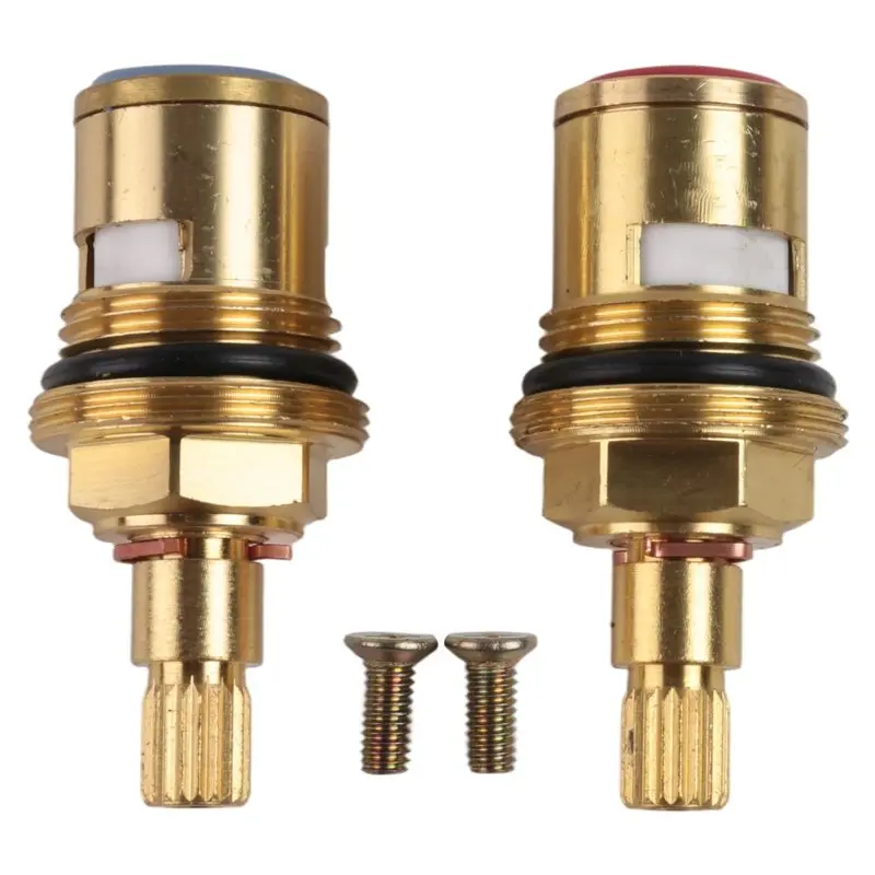 ABFU-2Piece Brass Stem Disc Cartridge Faucet Valve Cartridge Replacement Faucet Gold