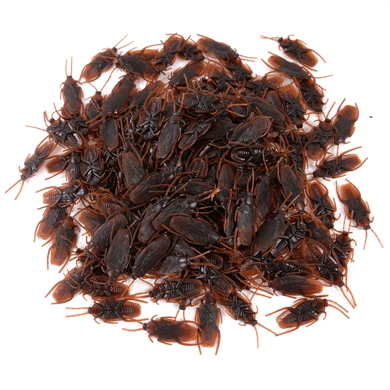 10-100Pcs Artificial Cockroach Realistic Fake Roach Insects Novelty Trick Props Kids Toy Halloween Party Decoration Plastic Bugs