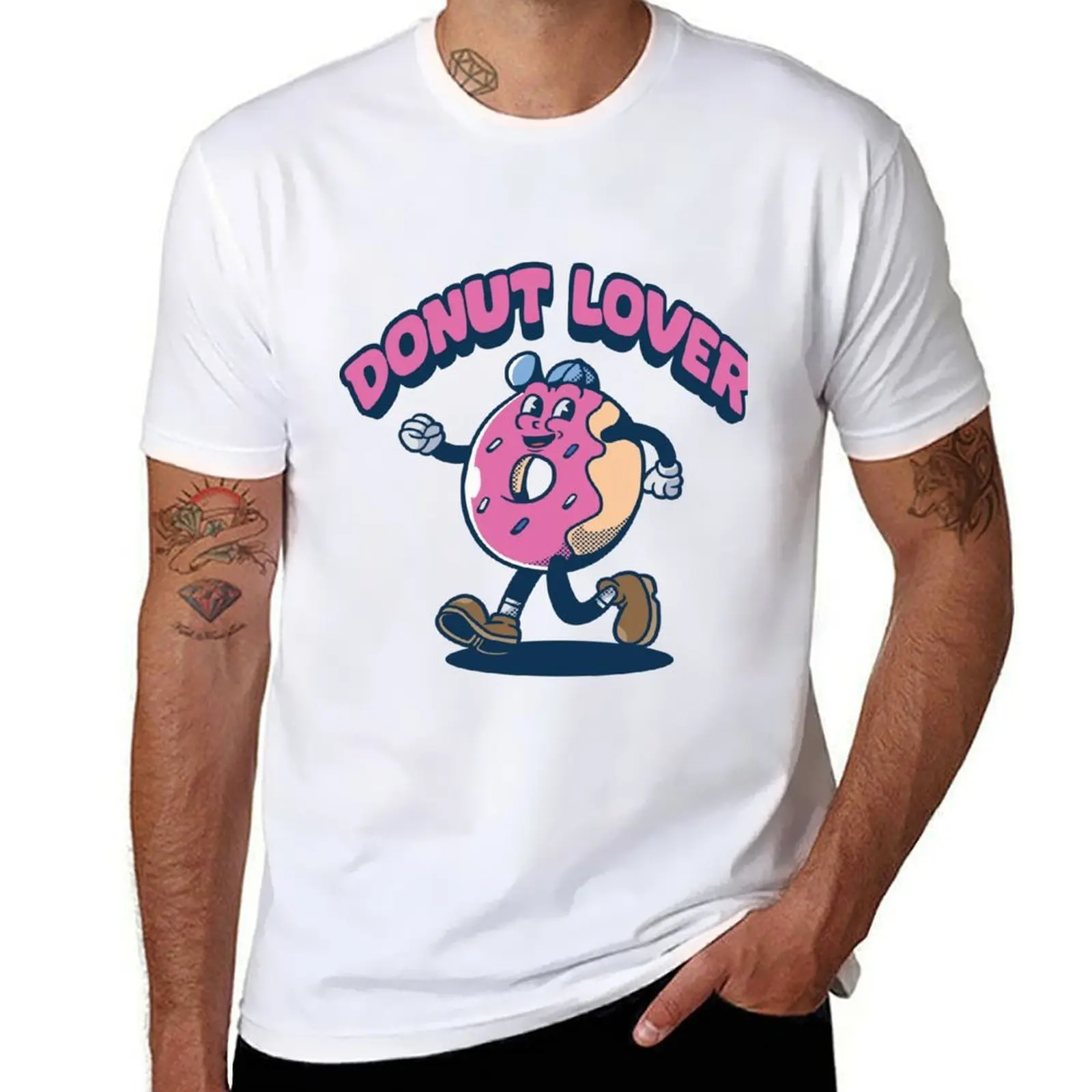 

mascot donut with retro style T-Shirt t shirts for man cotton funny t shirts dark humor T-Shirt
