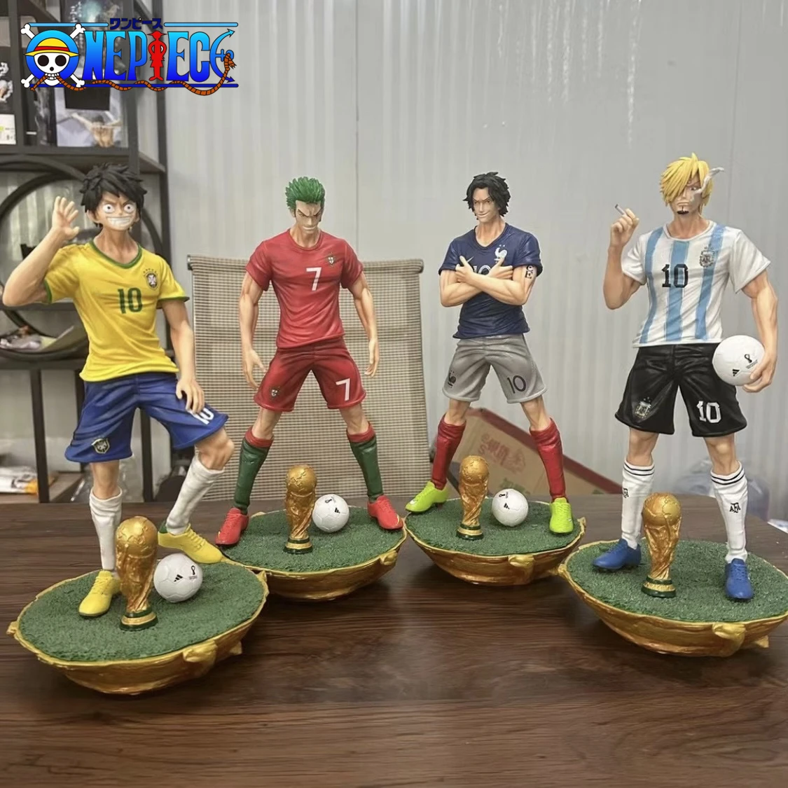 

One Piece Luffy Zoro Football GK Sanji Cosplay Anime Figures PVC Model Toy Action Figurine Desktop Decoration for Christmas Gift