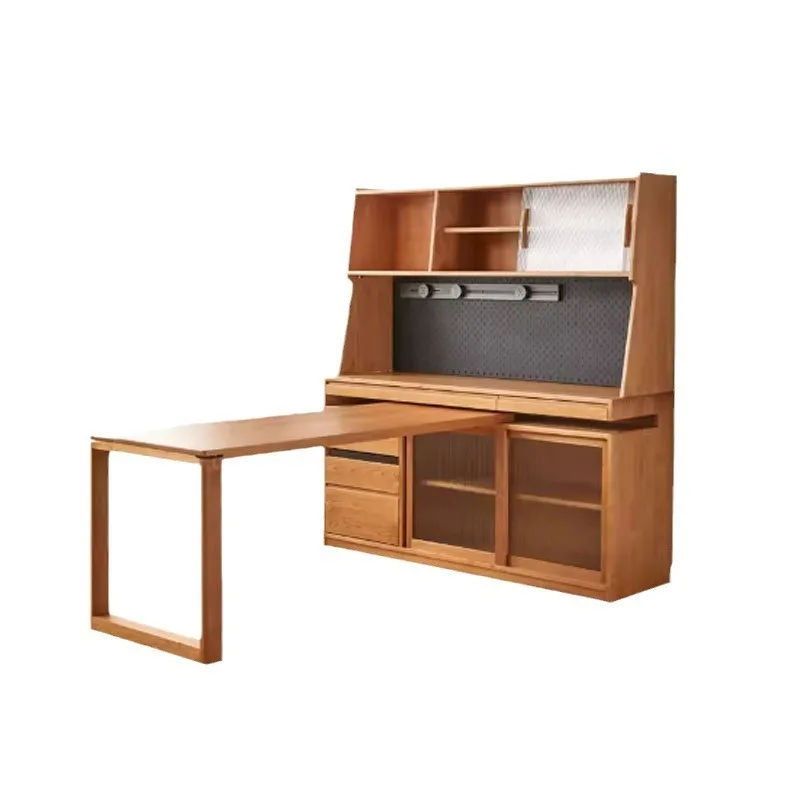 

North American cherry wood rotatable push-pull dining table integrated household living room multi-functional locker