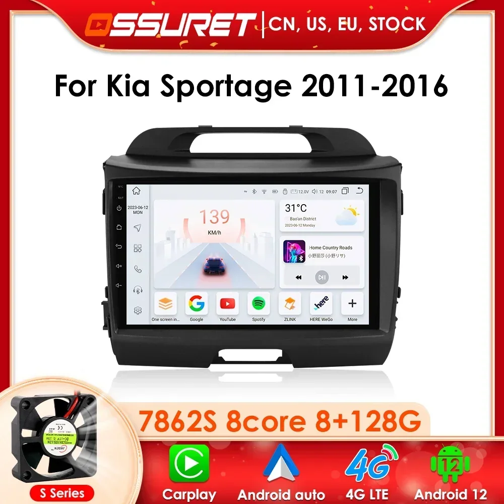 

9 Inch Android 12 Car Radio Multimedia Video Player Navigation GPS 2 Din For KIA Sportage 2011 2012 2013 2014 2015 2016 DSP Wifi