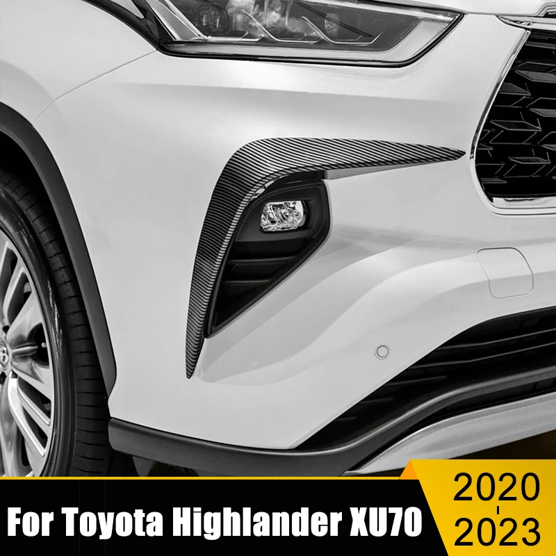 

For Toyota Highlander XU70 Kluger 2020 2021 2022 2023 Hybrid ABS Car Front Fog Lamp Fram Cover Trim Stickers Styling Accessories