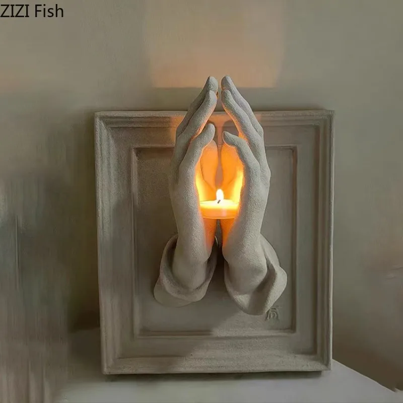 

Creative Two Hand Candlestick Handmade Art Aromatherapy Candlestick Stand Three-dimensional Candle Holder Decoration Candle Base