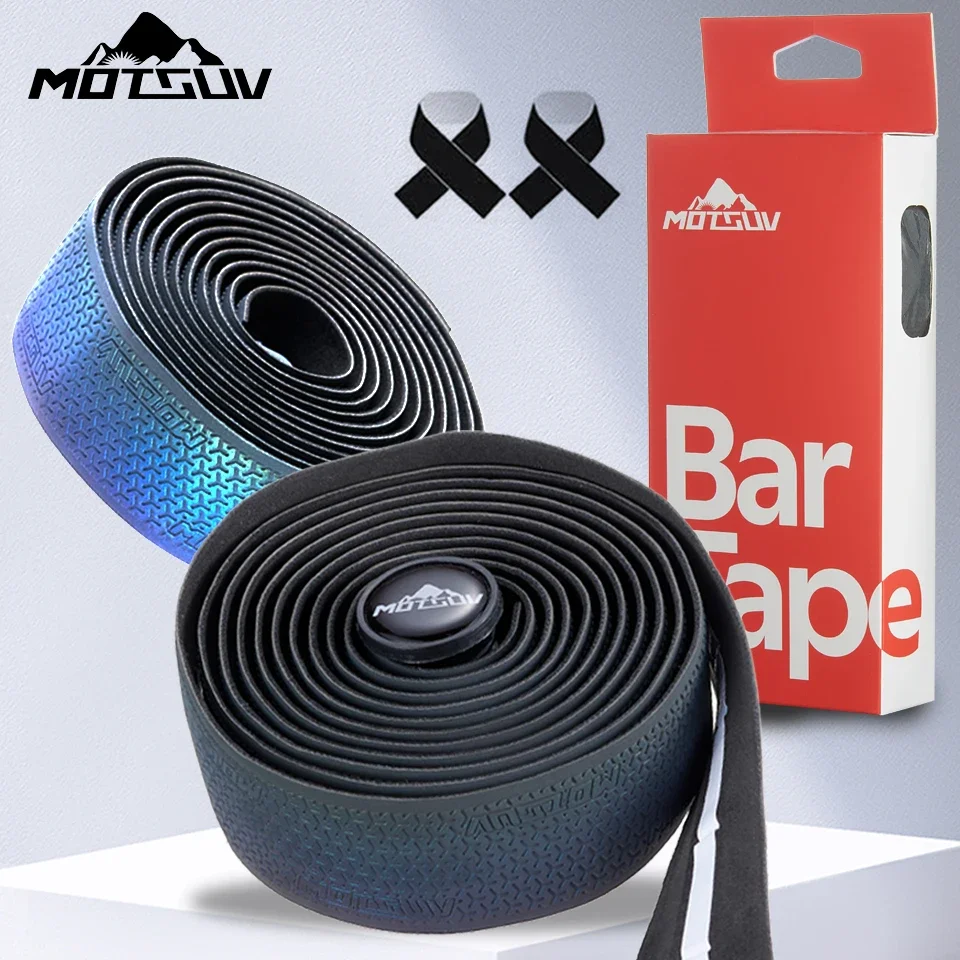 Discoloration Bicycle Handlebar Tape Reflective Color Road Bike Bar Tape PU Bike Handlebar Tape Cycling Damping Anti-Vibration