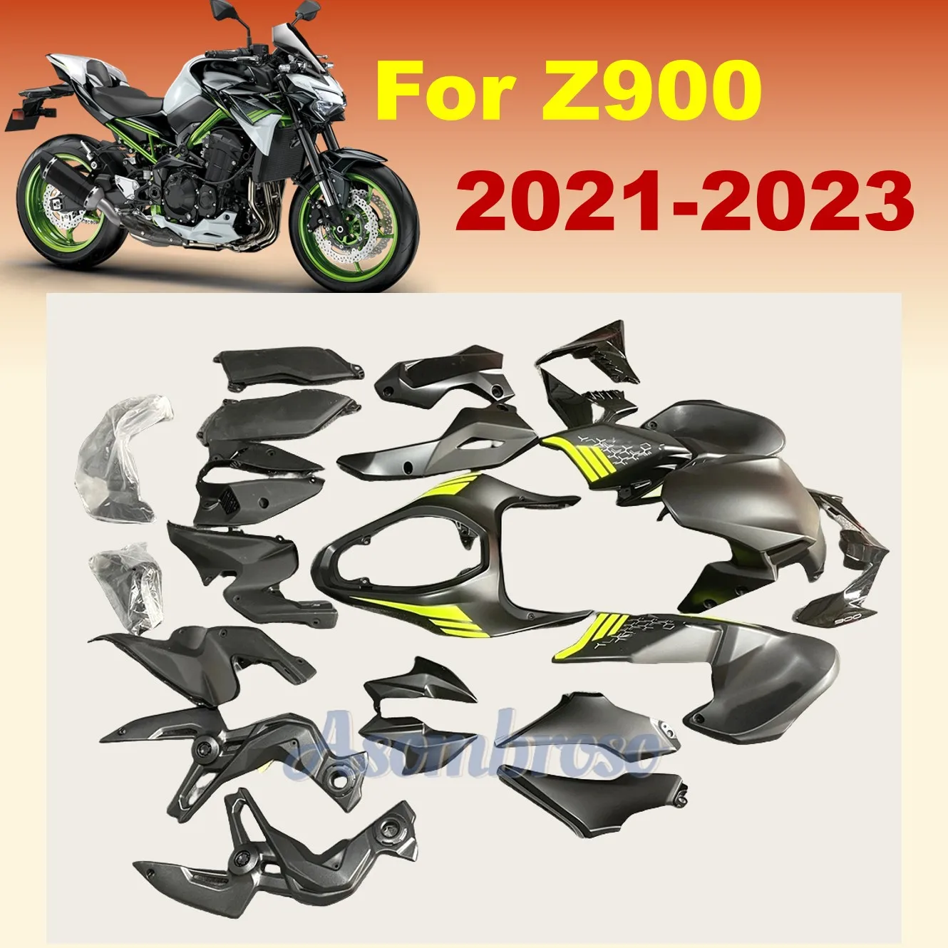 

Motorcycle Complete Fairing Fit For Z900 2021 2022 2023 ZR900 21 22 23 Matte Black Bodywork