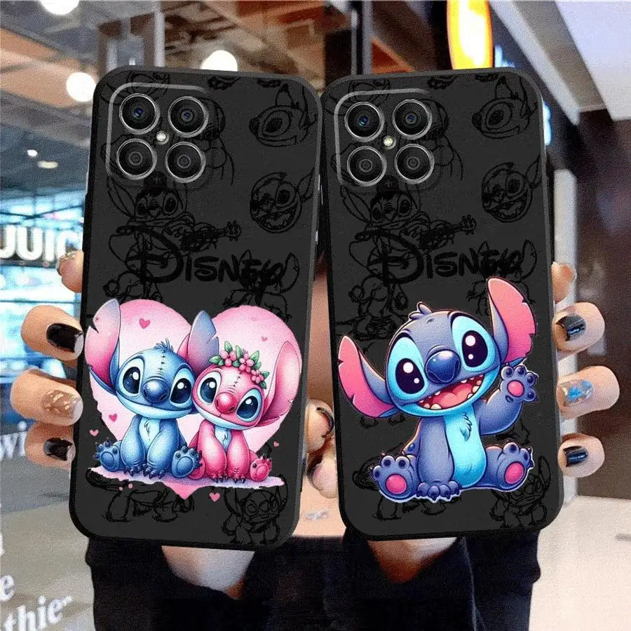 Disney Stitch Cute Case For Honor X8a X8 90 X9a 8X 70 X9 X6 Magic5 Pro P40 Pro Black Soft Phone Funda