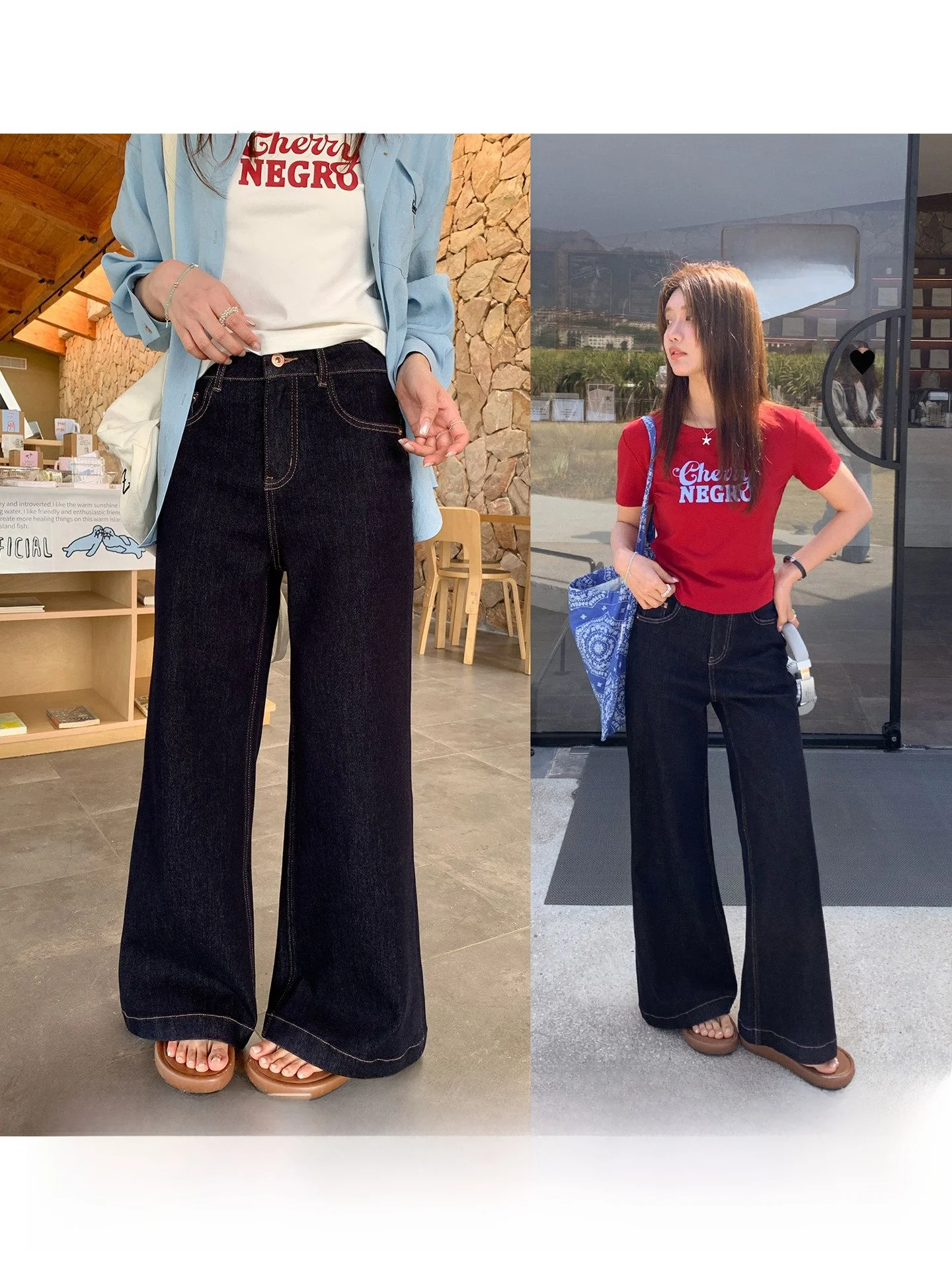 

Sisilyon Slimming Model Jeans Spring Summer High Waist Micro Flare Cotton Blend Comfortable Soft Sle Commute Deep Blue