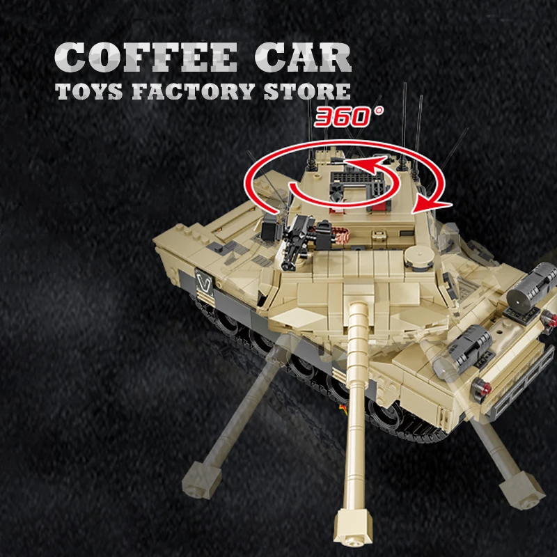 Military Heavy Main Battle Tank MOC Bricks Model Armored Cars Building Blocks Soldiers Weapon Vehicle Children Toys Adult Gifts