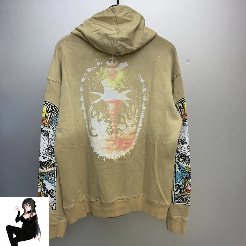 Best Quality Diamond Inlay Chalice Print WHO DECIDES WAR Washed Hoodie Cream Blue Autumn Winter Sweatshirts for Men Women