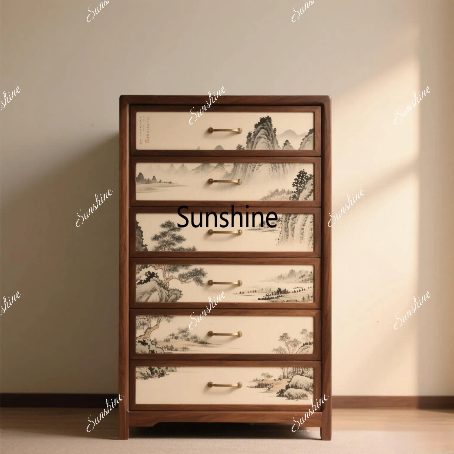

Living room light luxury new Chinese painting art storage sideboard