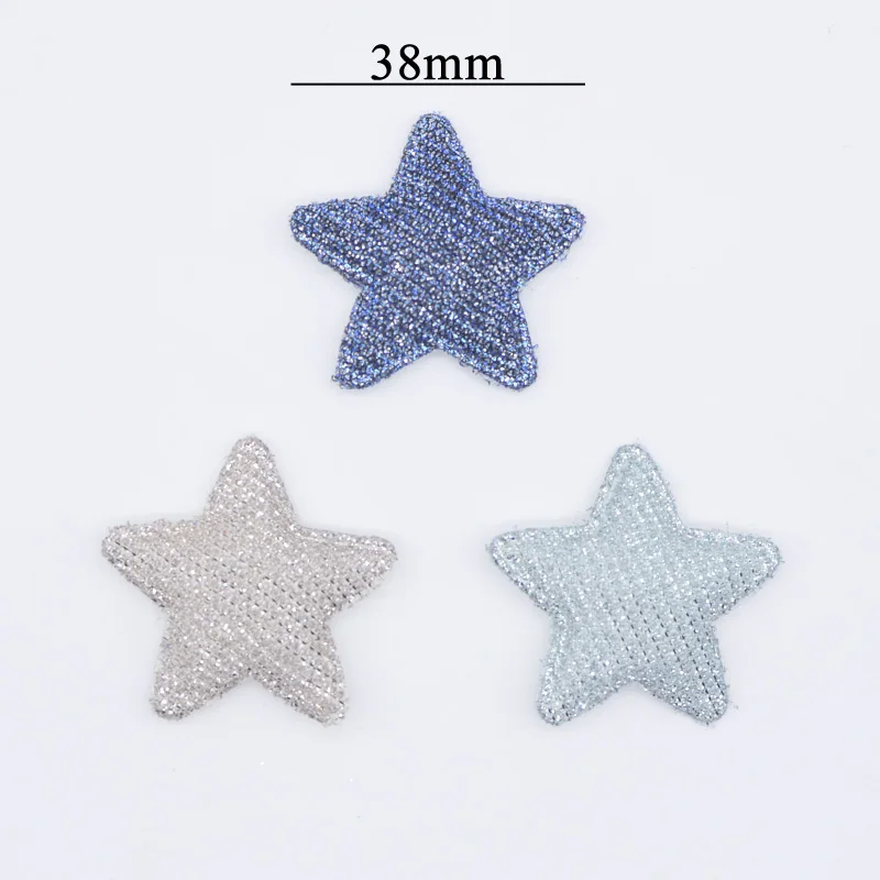 36Pcs 38mm Padded Powders Silk Cloth Star Appliques for DIY Headwear Hair Clips Band Decor Clothes Sewing Supplies Patches