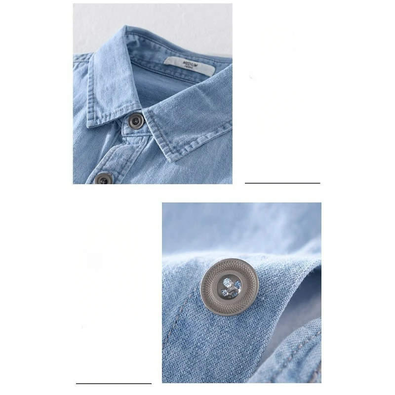 2025 Spring and Autumn Youth Small Fresh Wash Pure Cotton Denim Shirt Men's Long Sleeve Trend Men's Casual Shirt Coat Outer Wear