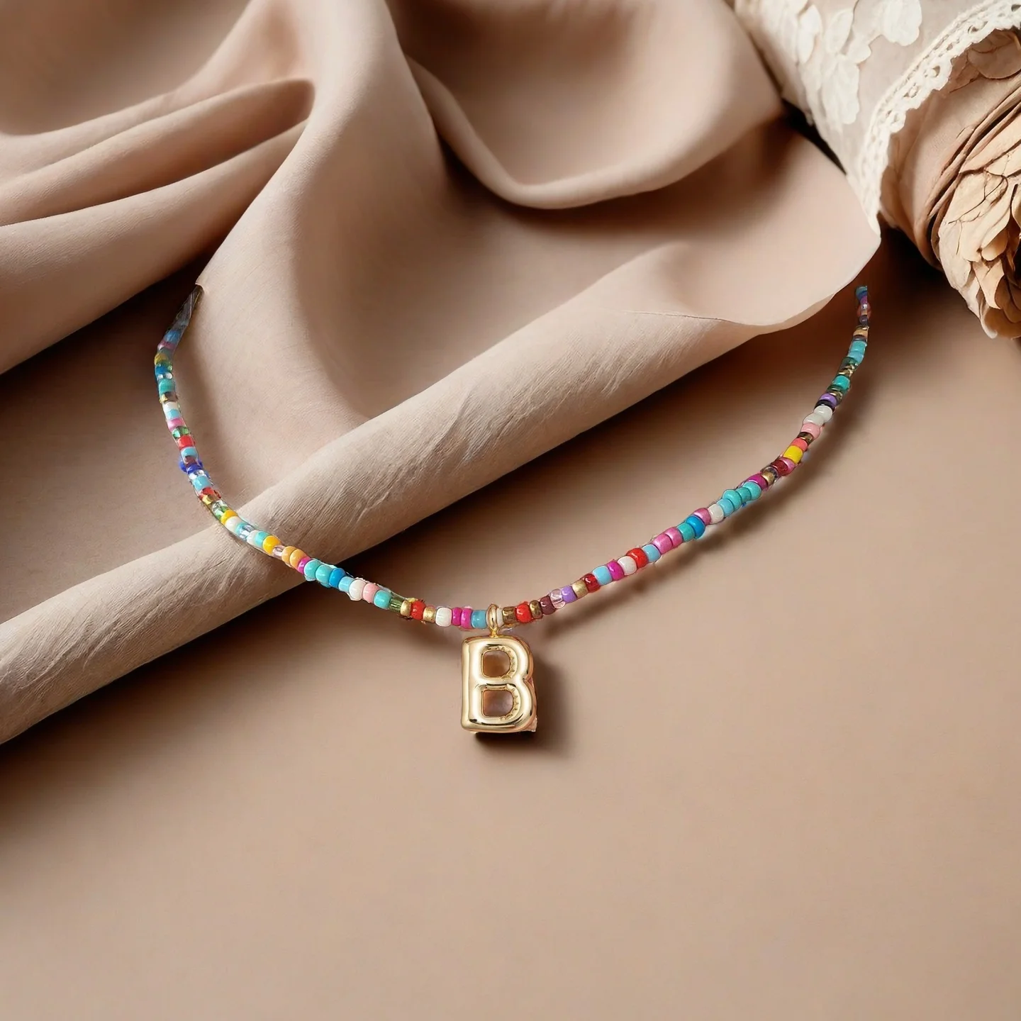 ثلاثية الأبعاد فقاعة رسالة الملونة الأرز عقد من اللؤلؤ شخصية مخصصة 26 رسائل قلادة المرأة مجوهرات قلادة لنفسك هدية