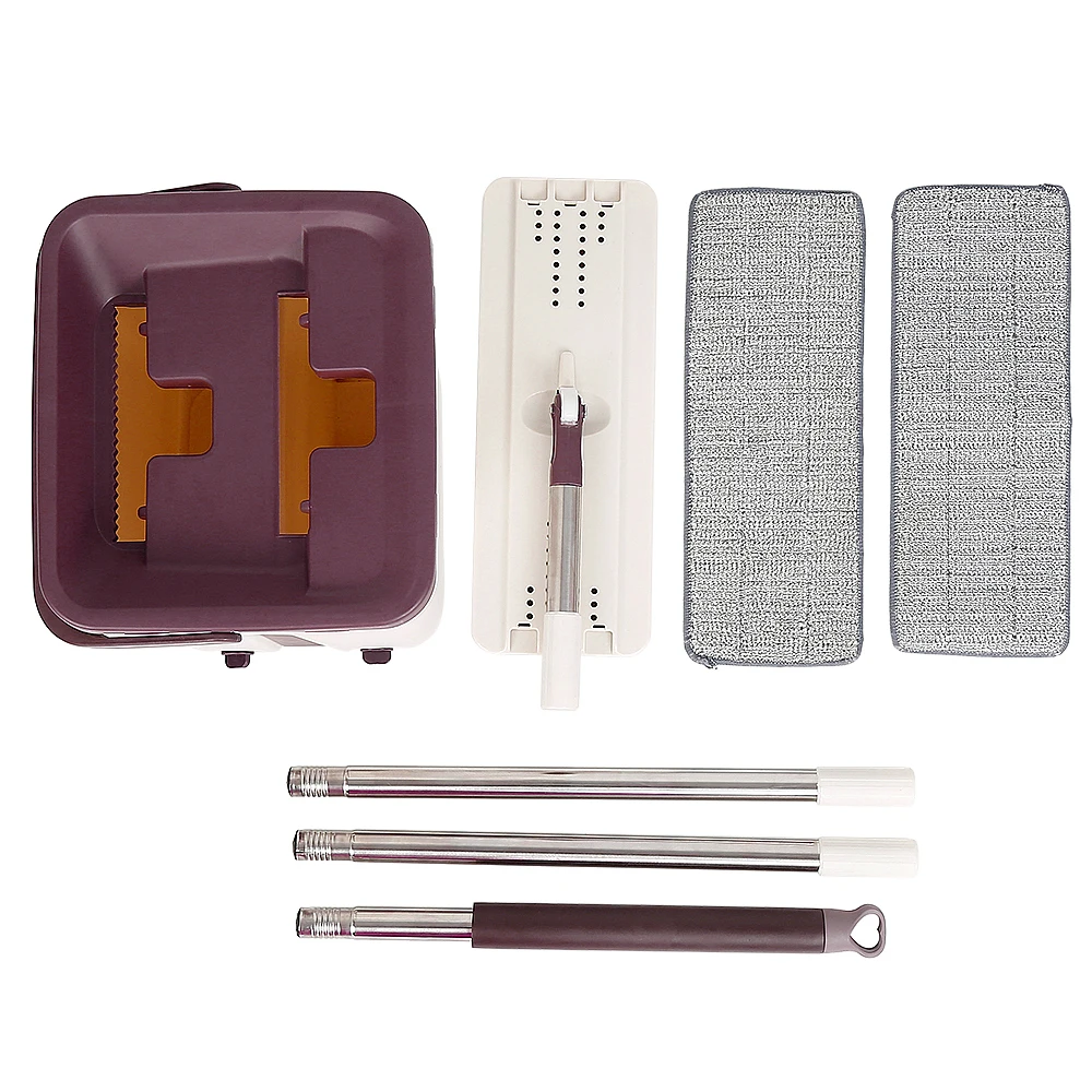 Wisch- und Eimerset für Zuhause, flaches Wisch- und Eimersystem, Wischen für die Bodenreinigung und Wandreiniger, mit 2 wiederverwendbaren Wischpads – Detail 1