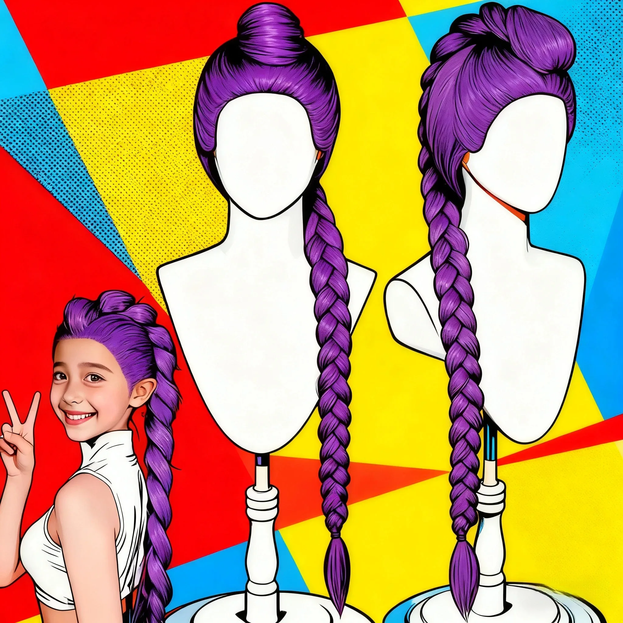 악마 사냥꾼 코스튬 루미 가발 코스프레 어린이 애니메이션 미라 조이 코스튬 가발 여성용 보라색 브레이드 가발 할로윈 코스프레 소품