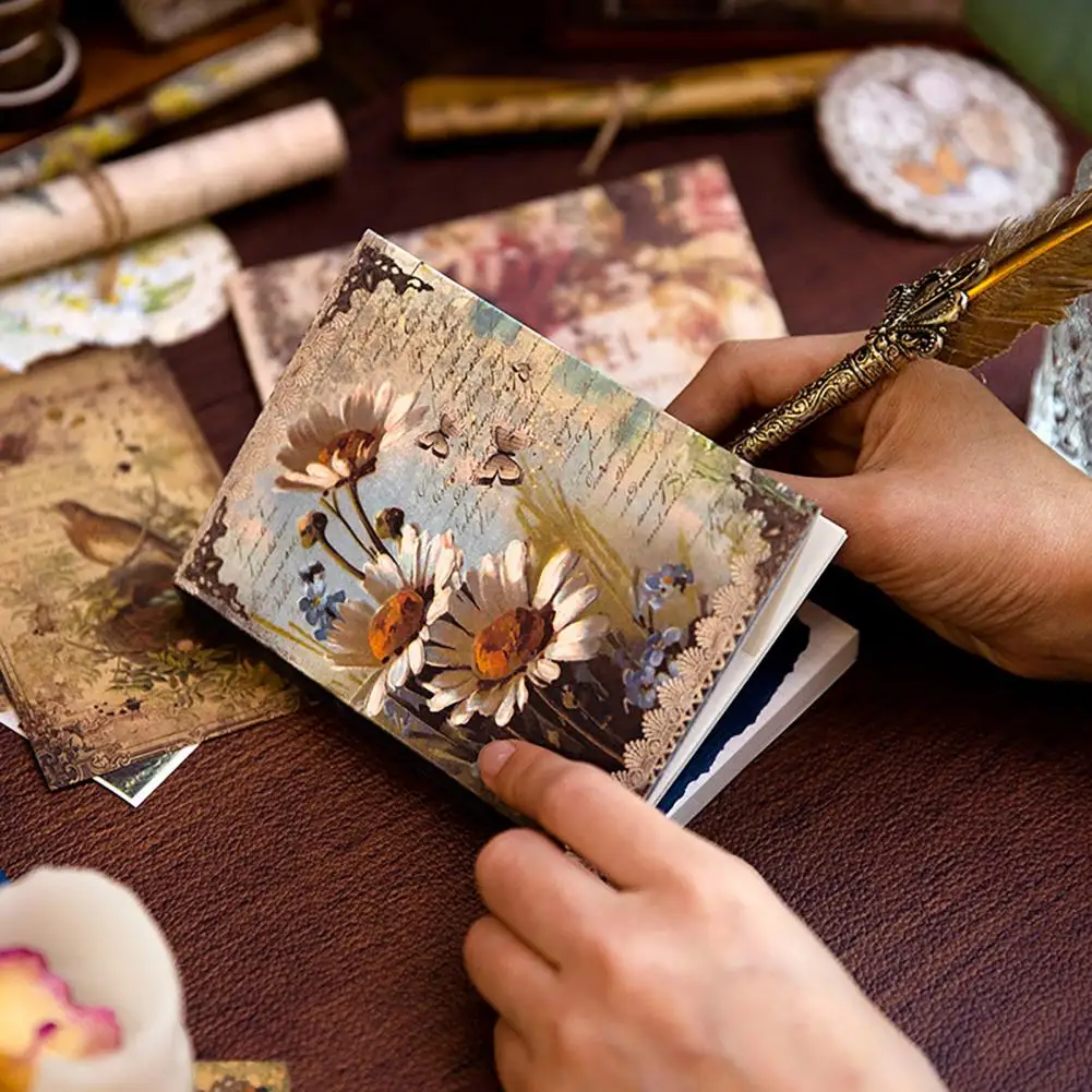 

Retro Scrapbook Kit Art Craft Making Material Kit Vintage Scrapbooking Kit with Paper Notepad Sticker Envelope Tape for Diy Art