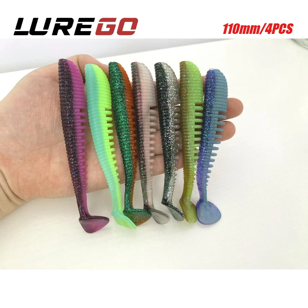 4 Stück Hochleistungs-Swimbait für Monsterfische |   110mm Wide-Belly T-Tail Design |   Verstärkter Anti-Biss-Schutz