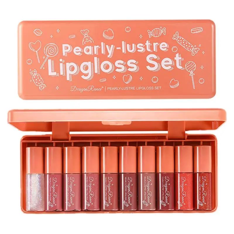 Lip Gloss Sample Set, Lip Gloss Amostras Laranja, Batom hidratante, Lips Light Lines, hidratante, impermeável, 3,5g, 10 pcs