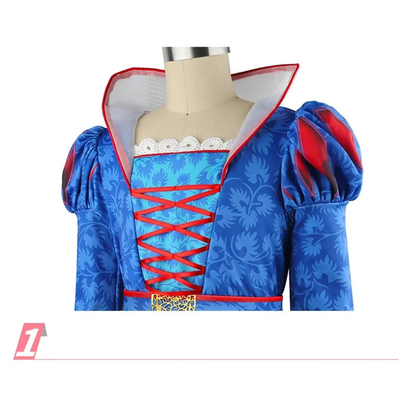 Deluxe Snow White Princess Gown Puff Sleeve Stand Collar Girl Fairy Kid Cosplay Costume Toddler Carnival Apparel Halloween Dress
