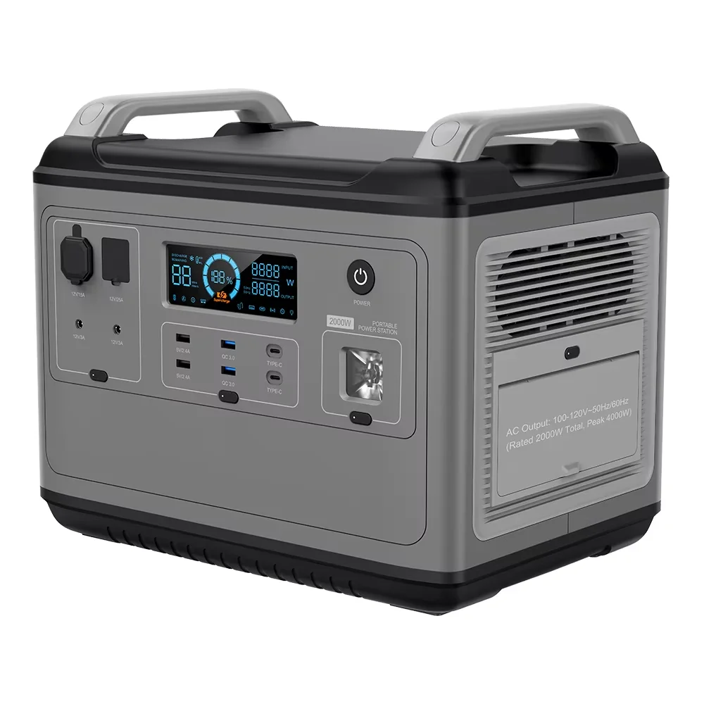 Lithium Ion Batteries LiFePo4 Battery 2000W Max Output 2048Wh Large Capacity OEM ODM Solar Portable Power Station