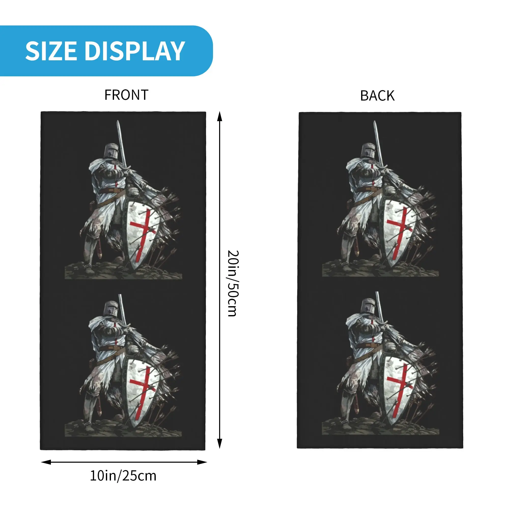 Knights Templar Warrior Bandana Winter Neck Warmer Men Windproof Wrap Face Scarf Medieval Templar Shield Cross Gaiter Headband