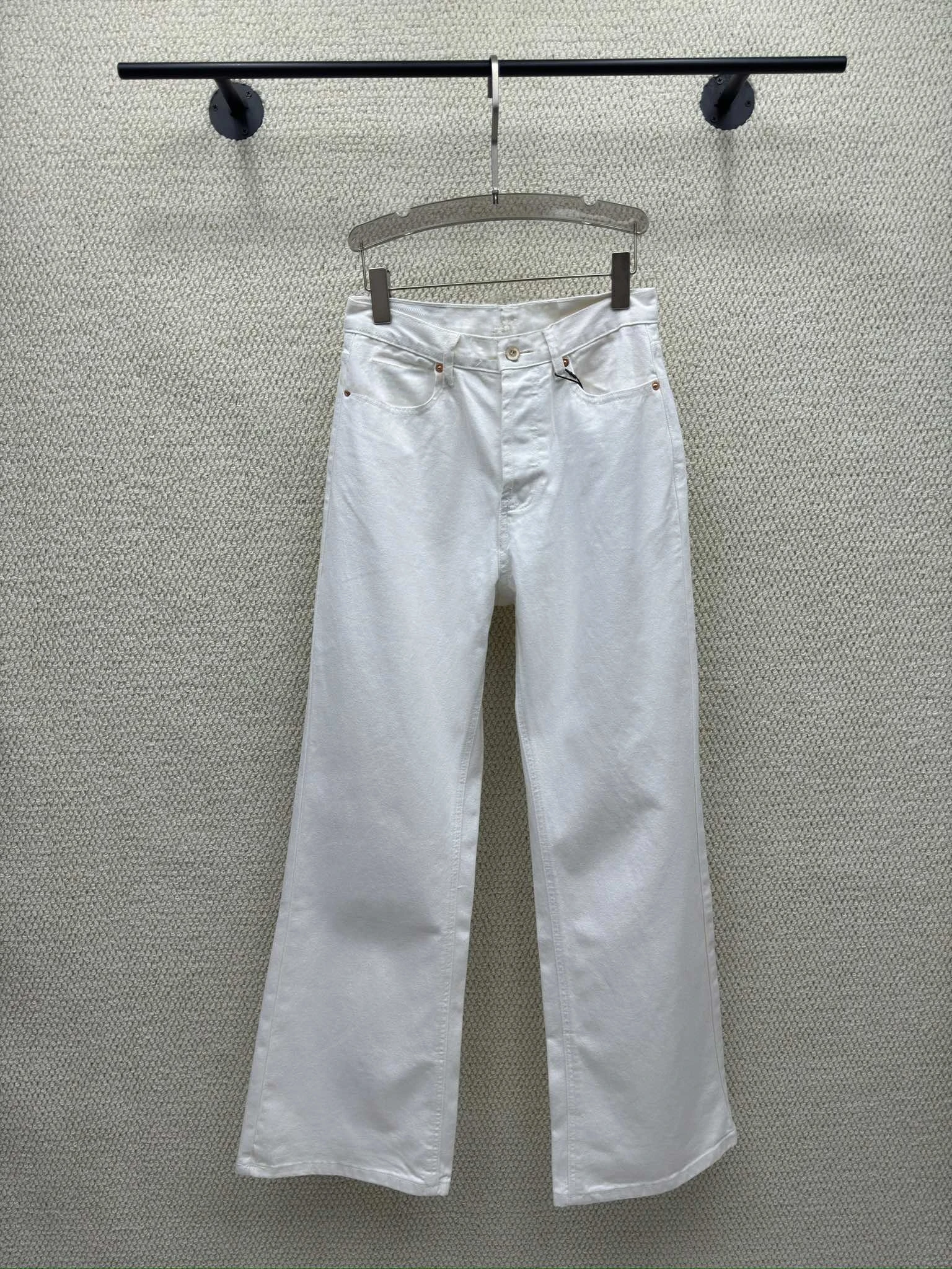 

Slimming High Waist Straight Leg White Jeans Women's High Quality Commute Casual Fashionable New Style Summer Zipper Process
