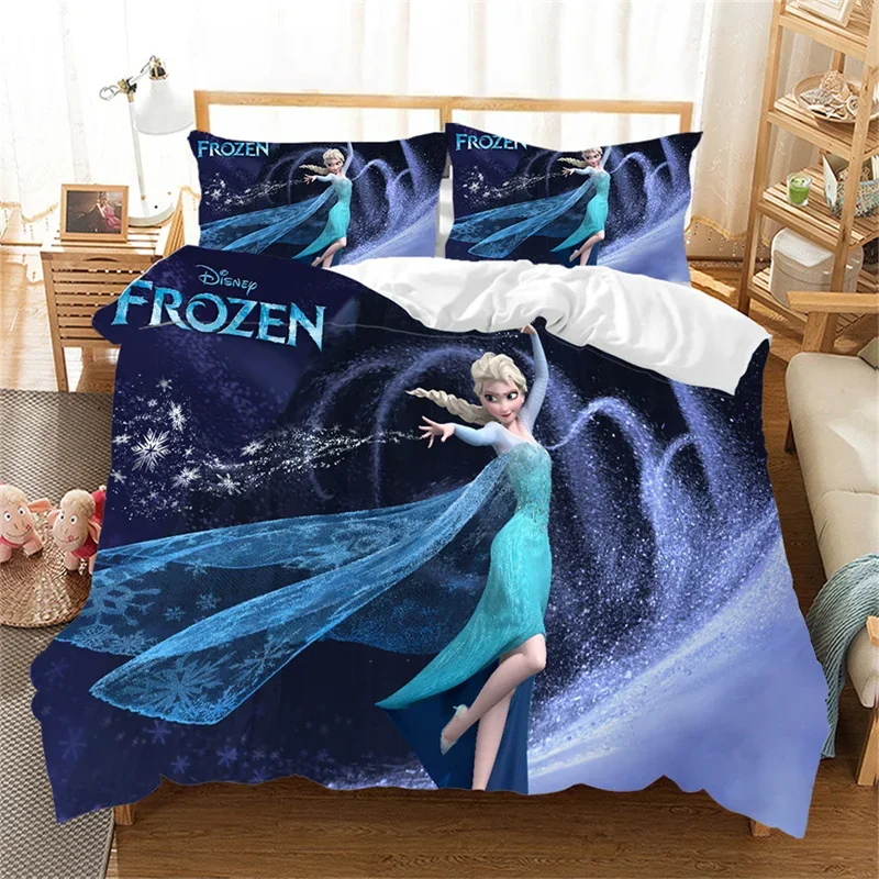 Disney Princess Anna Elsa Bedding Set Queen King Size Frozen Bed Set Duvet Cover Pillow Cases Comforter Bedding Sets