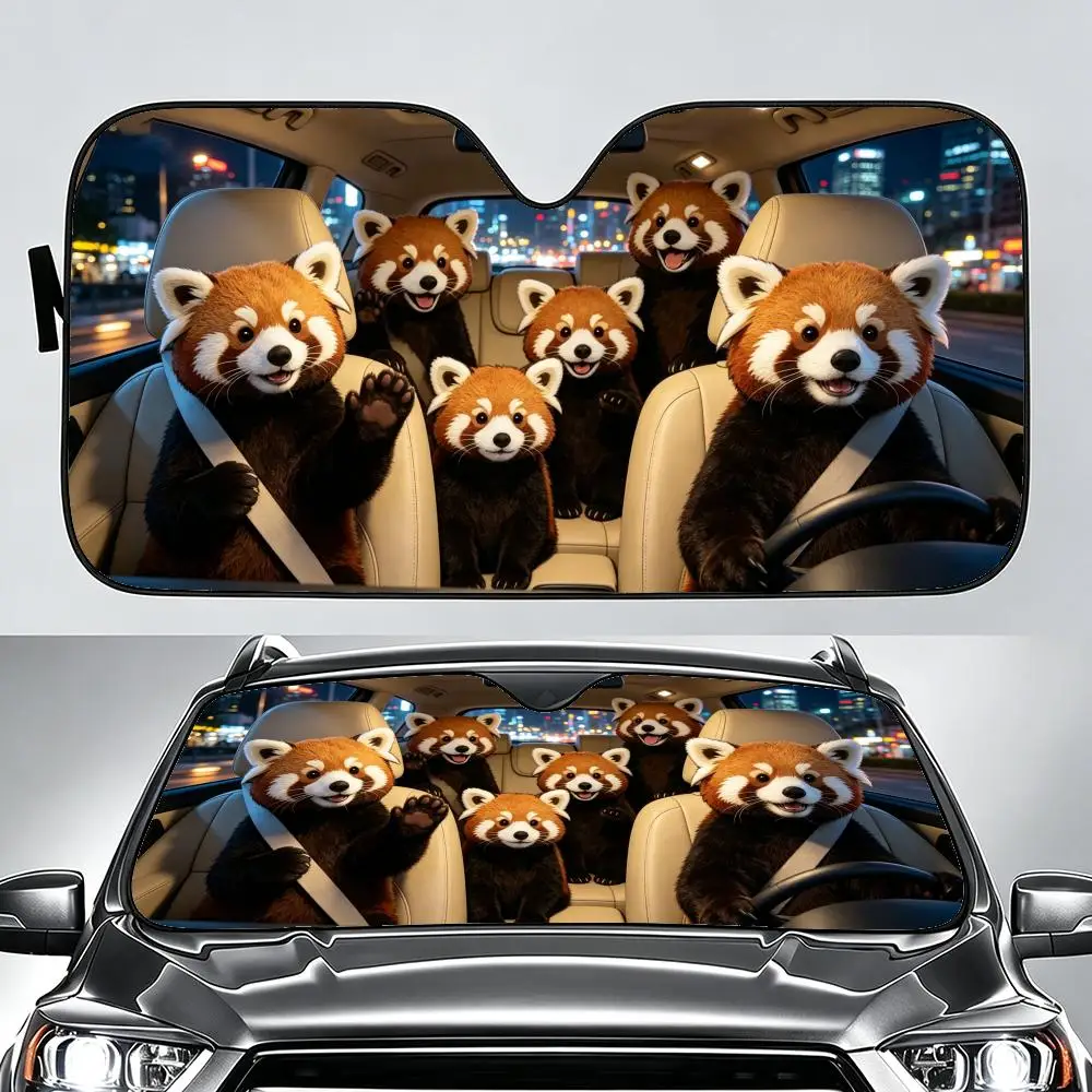 Panda R-Red panda Pare-soleil pour pare-brise de voiture, protection UV, isolation thermique pliable, couverture universelle pour voiture
