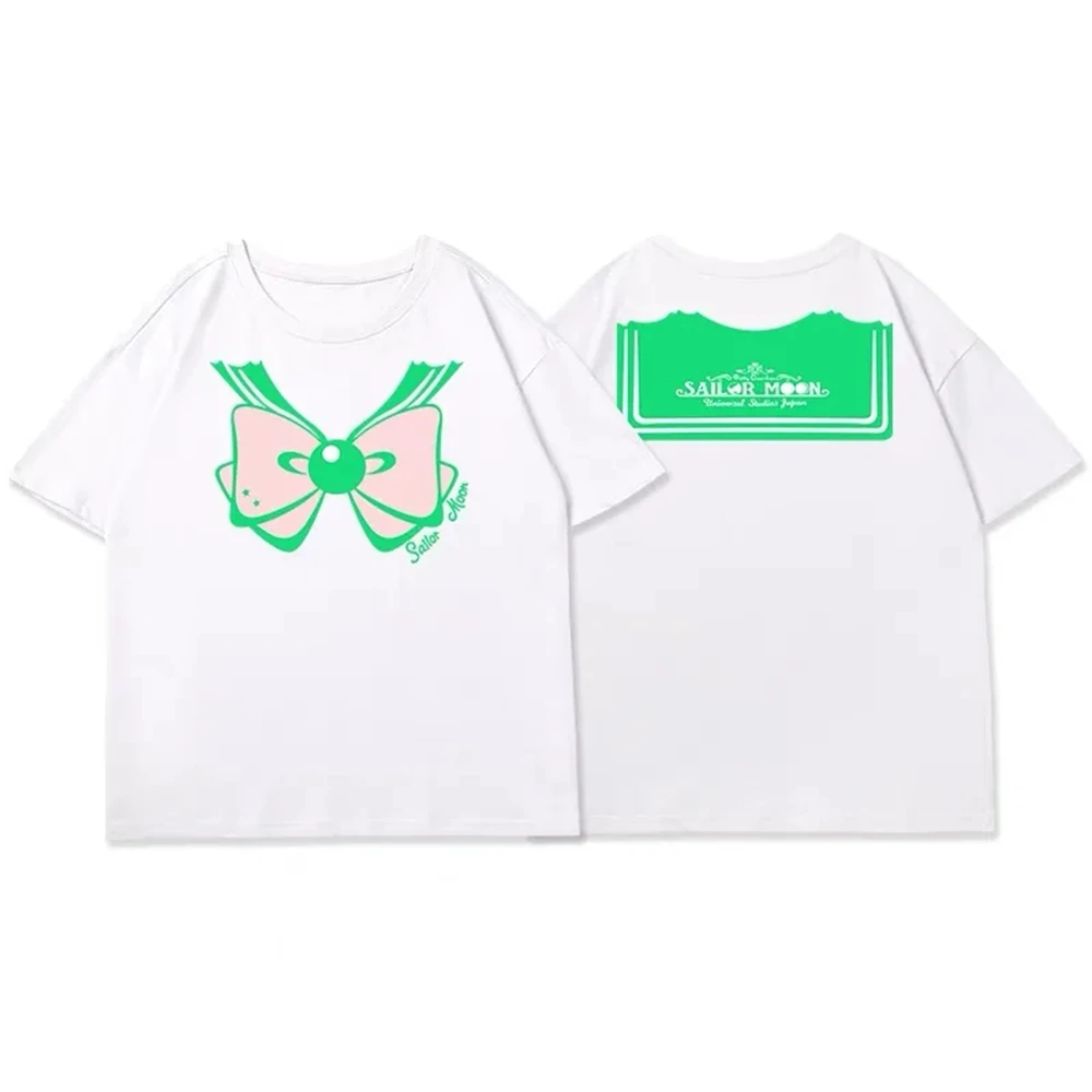 Sailor Moon Hare Bow Short Sleeve T-Shirt Children's Anime Printing Parent-Child Mother and Daughter Cute Tops Tshirt Clothing