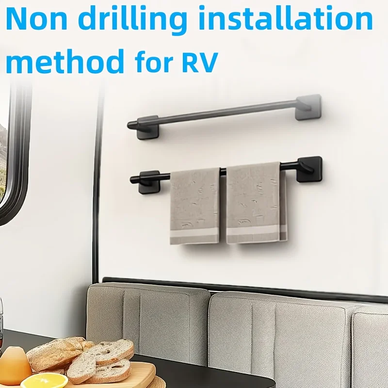 2pc no-drill RV towel racks for wall storage in campers save space perfect for bathroom kitchen towels RV accessories