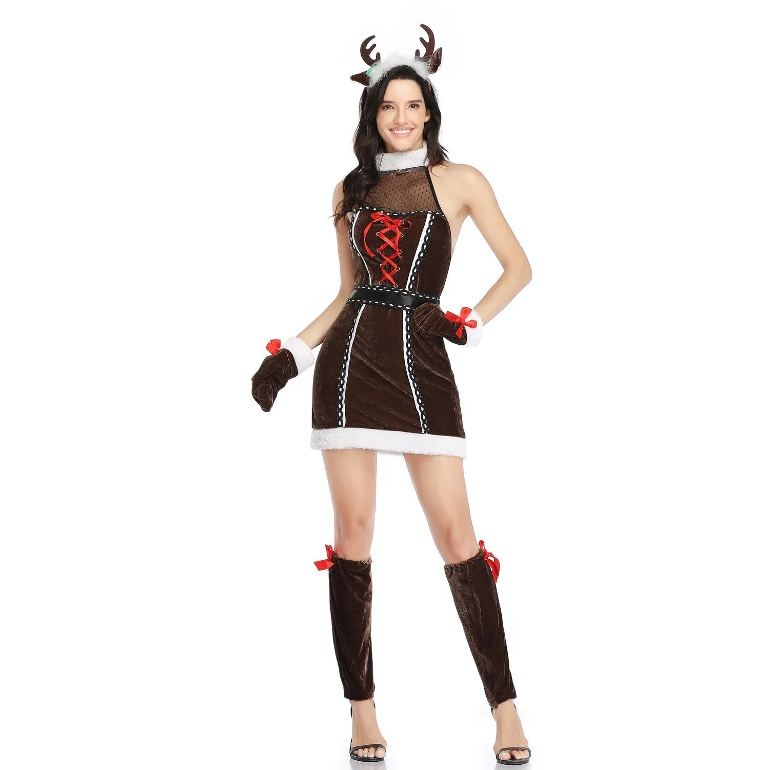 Adult Women's Slim Velvet Sexy Christmas Costumes Santa Claus Costume Xmas Sexy Santa Dress