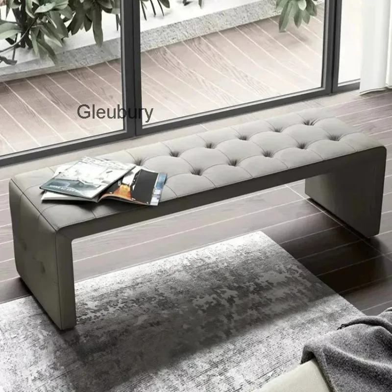 Button‑Tufted Upholstered Bench, U‑Shaped Frame Ottoman Stool, Modern Long Bench for Bedroom End Bed Entryway Living Room