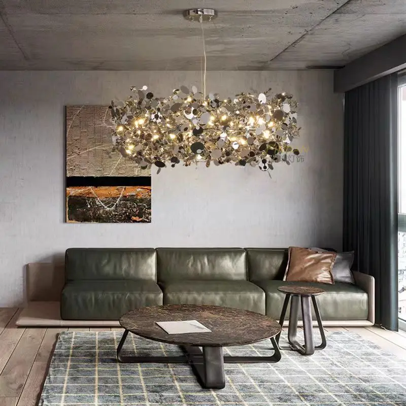 

Argent Pendant Lamp led Stainless Steel Chrome gold Leaf Ball Light for Dining Room Luxury Bedroom Shop Art Kitchen bar lamp