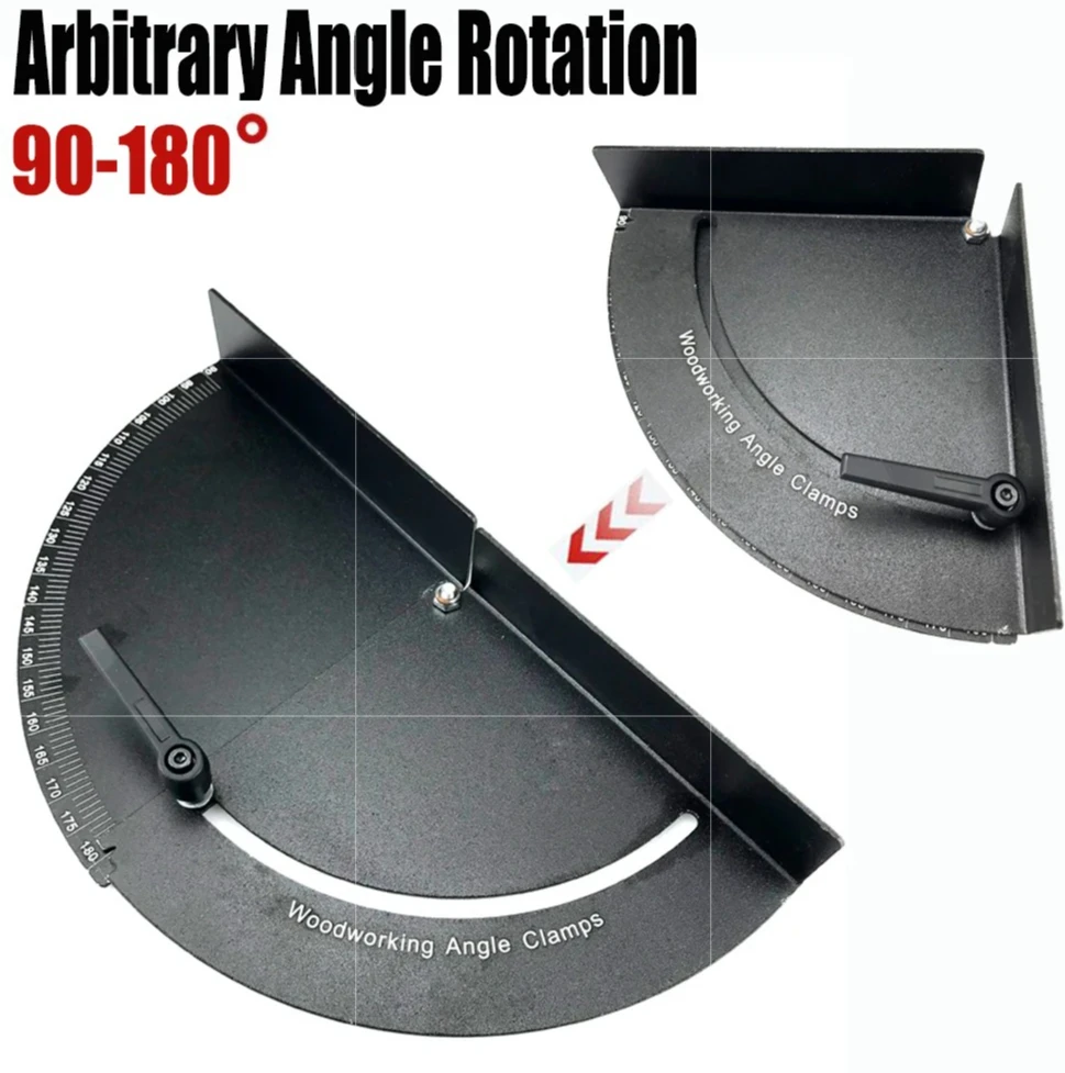 Adjustable Angle Woodworking Jig 45° 90° 180°, Multi-Function Protractor & Right Angle Frame Clamp Fixture Tool