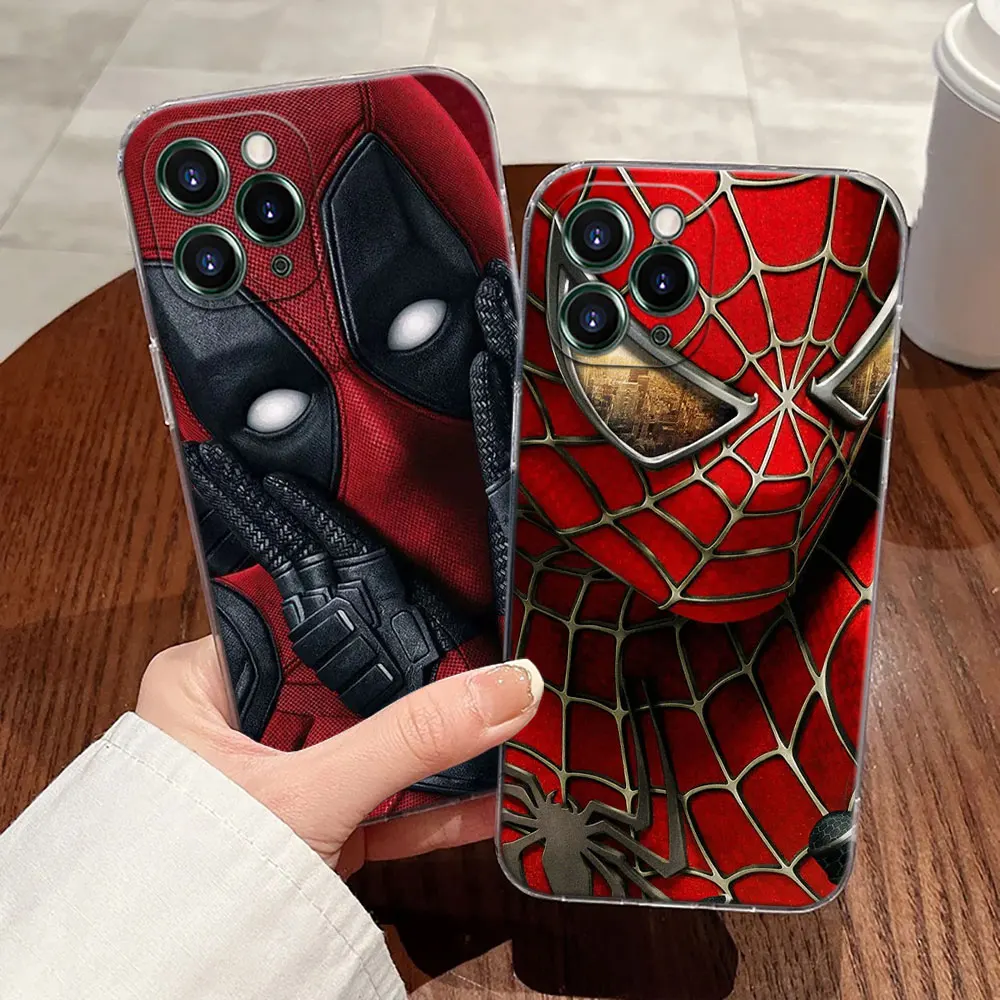 

Spiderman Deadpool Phone Case For iPhone 17 Pro Max Venom 17E 11 12 13 14 15 16 Pro Max Plus 17 Air 16E 7 XS Marvel Soft Cover