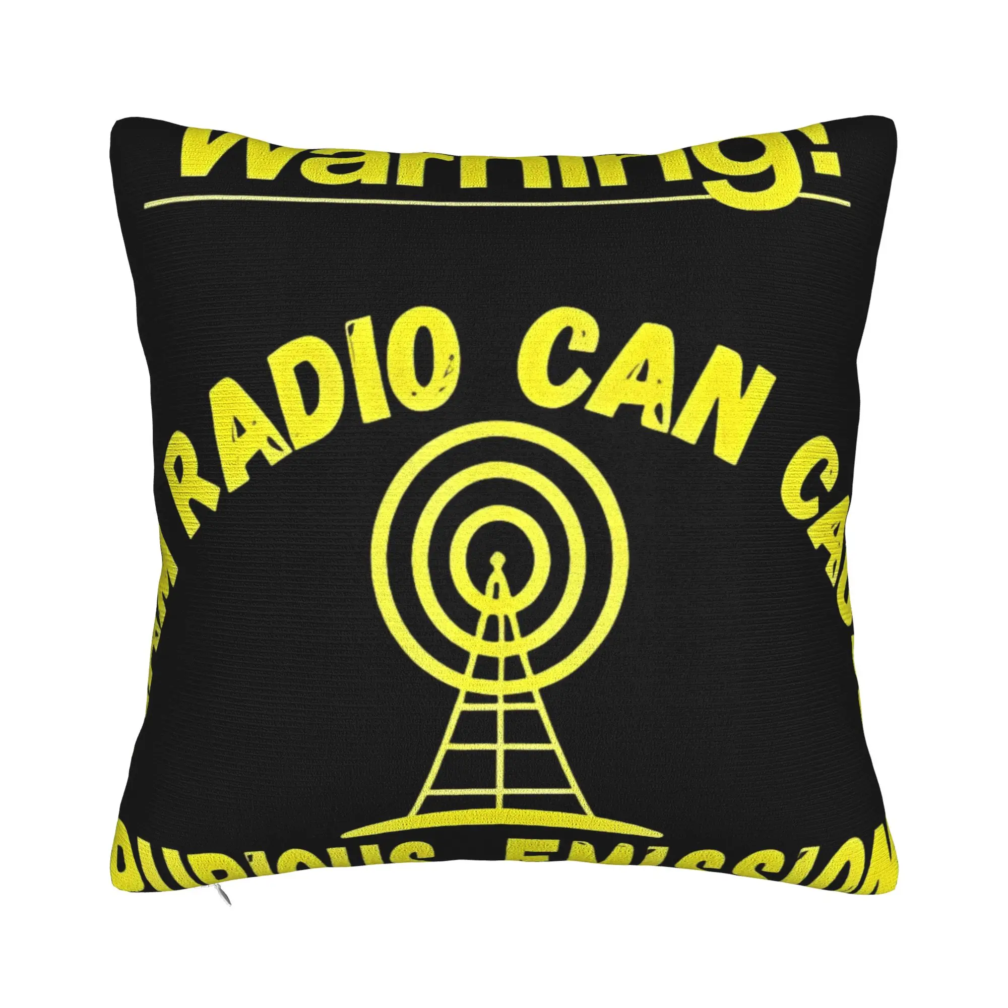 Warning HAM Radio Can Cause Spurious Emissions Winter Holiday Farmhouse Home Deco ham radio Pillow Cover Zipper Closure