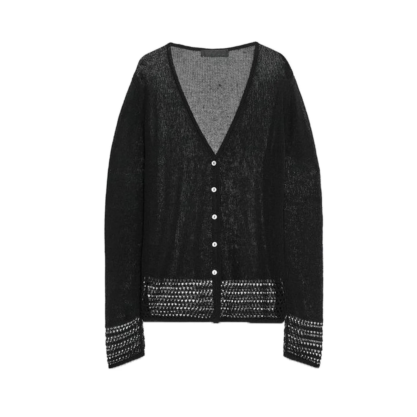 Autumn New Arrival Women's Lazy Sle Single Row Multi-Bule Me Eye Long Sve V-Ne Knitted Jaet Loose Fit Cardigan