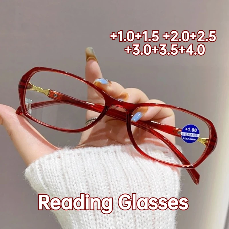 

New Fashion Ladies Reading Glasses Men's Ultra-light HD Lens Presbyopia Glasses Retro Full Frame Anti-fatigue Eyeglasses To +4.0