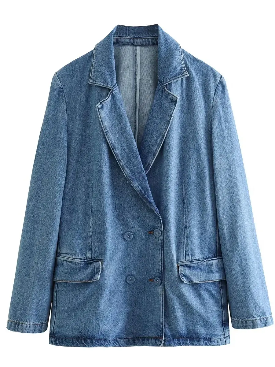 

XEASY 2023 NEW Summer Women Solid Color Button Pockets Decoration Casual Vintage Streewear Cowboy Outerwear
