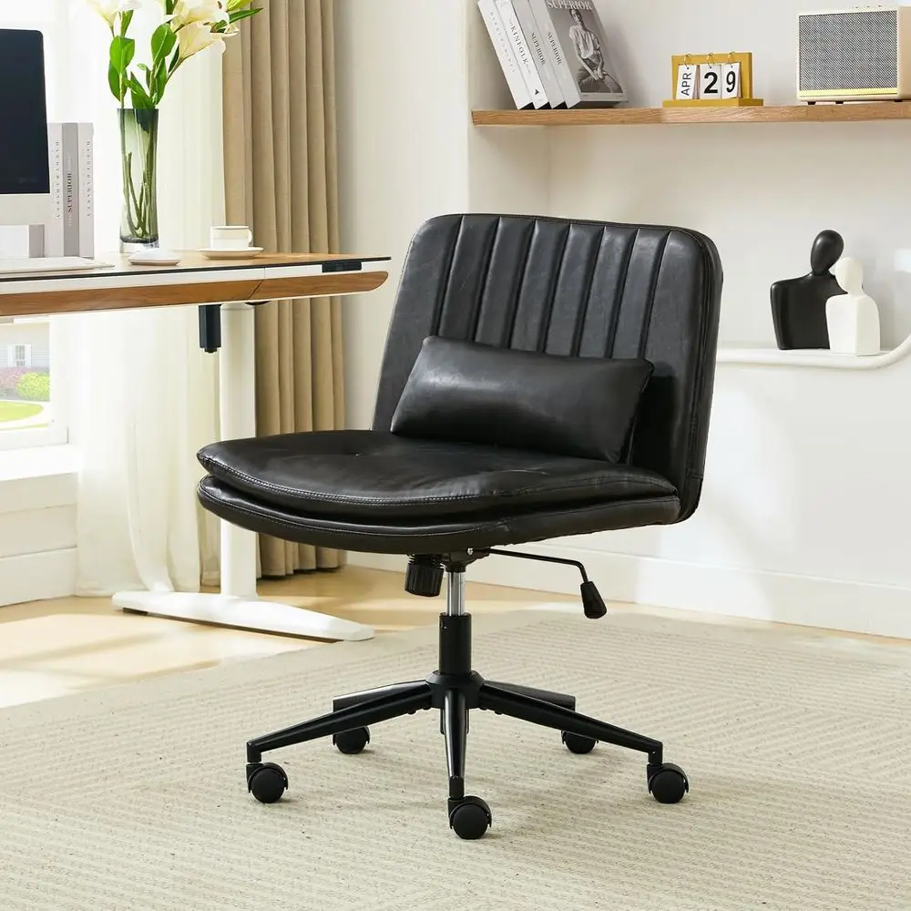 

Criss Chair with Wheels, ArmlComy Thickened Cushion Wide Seat Legged Oice Chair with Pillow, Adjustable Swivel Back Computer Tas