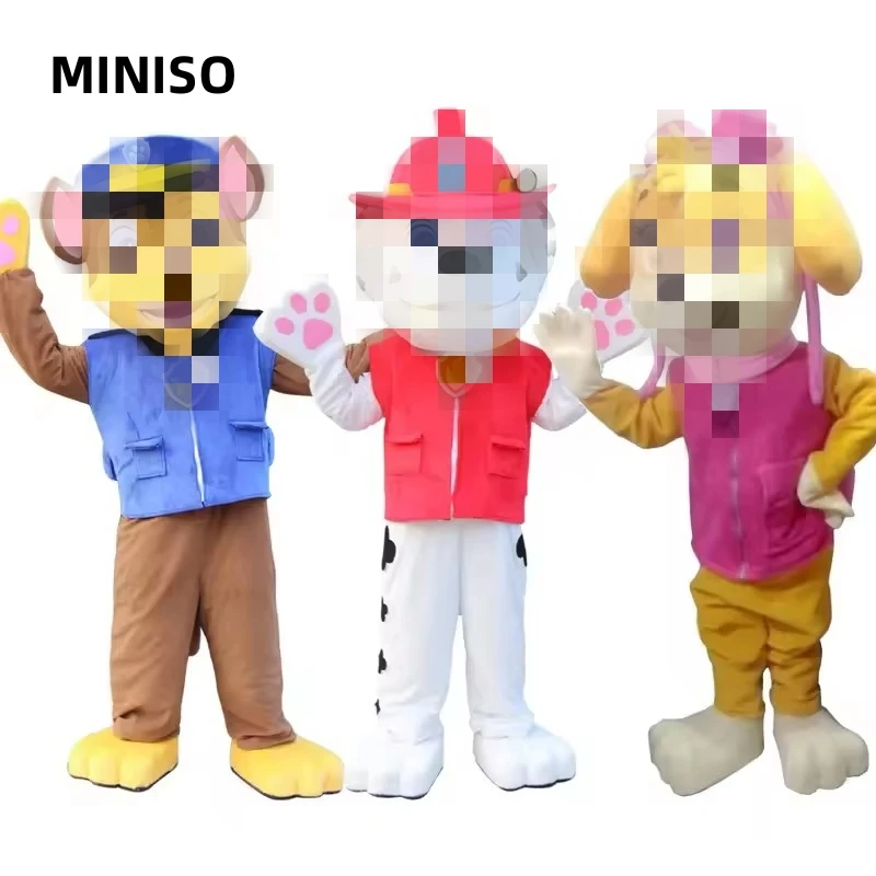 2029 Weißes Patroll-Hunde-Maskottchen-Kostüm Cosplay Blauer Hund Maskottchen Faschingskostüm Karneval Weihnachtsfeier