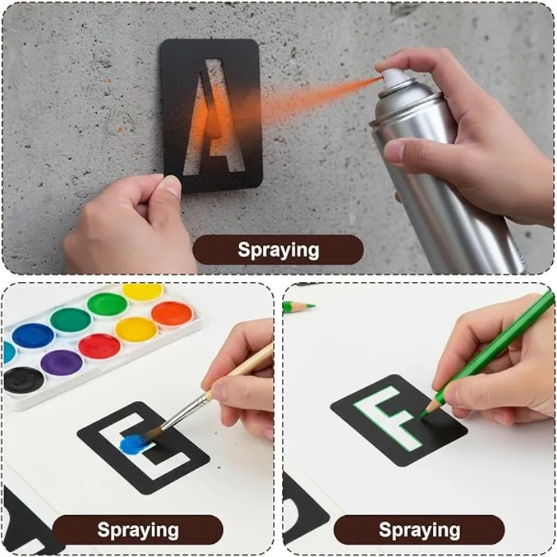 42pcs DIY Craft Alphabet Stencil Reusable Embossing Template Alphabet Stencil Numbers and Letters Symbol School Supplies
