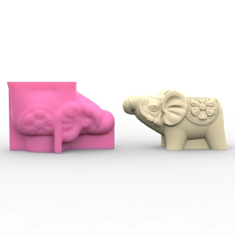 DIY Flower Pots Silicone Mold 3D Elephant Storage Pen Holder Gypsum Resin Molds Dropship