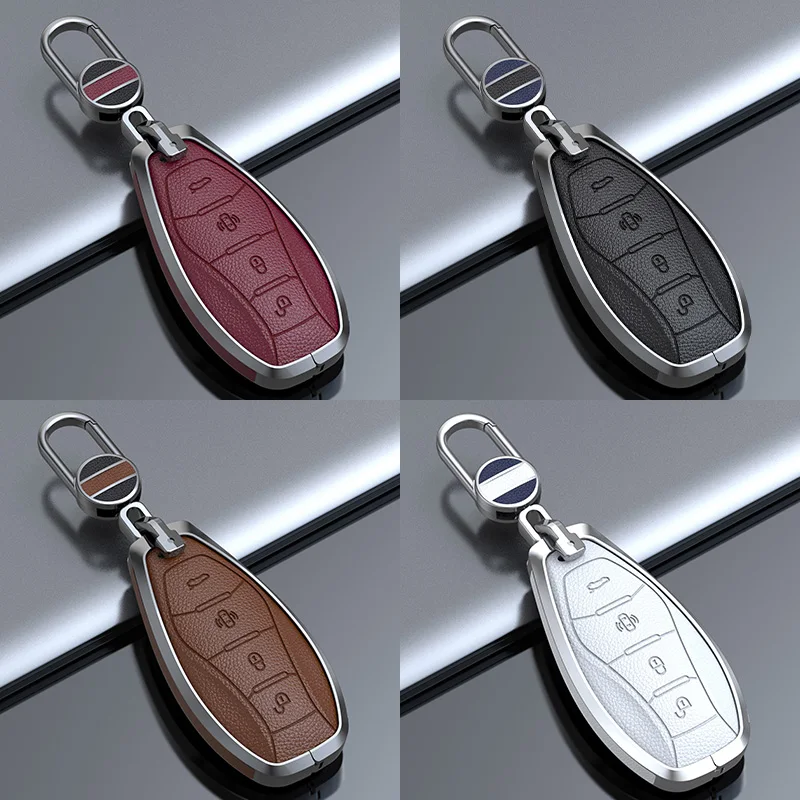 For Hongqi H5 HS5 H6 H9 HQ9 HS3 Metal leather full package keycase personalized keychain protective case