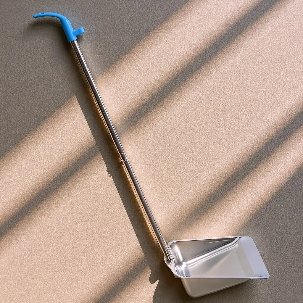 

Home Dust Pan Metal Detachable Dustpan Only Silver Organization Cleaning with Long Handle