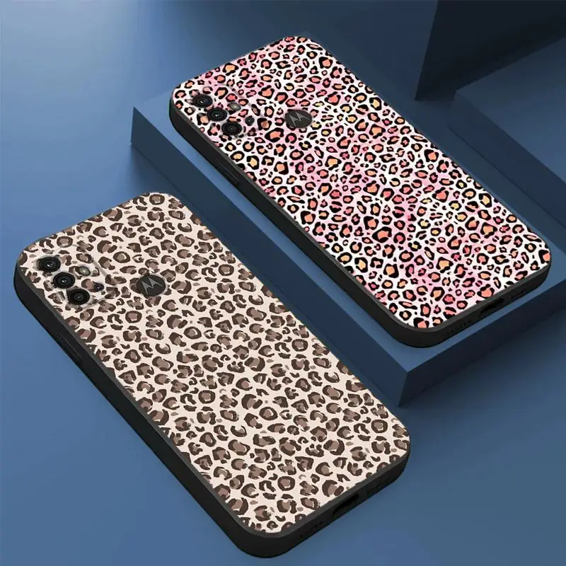 INS Brown Leopard Print Cover Phone Case for Motorola Moto G30 G31 G50 G51 G60S G71 G22 G32 G52 G72 G53 G73 Soft TPU