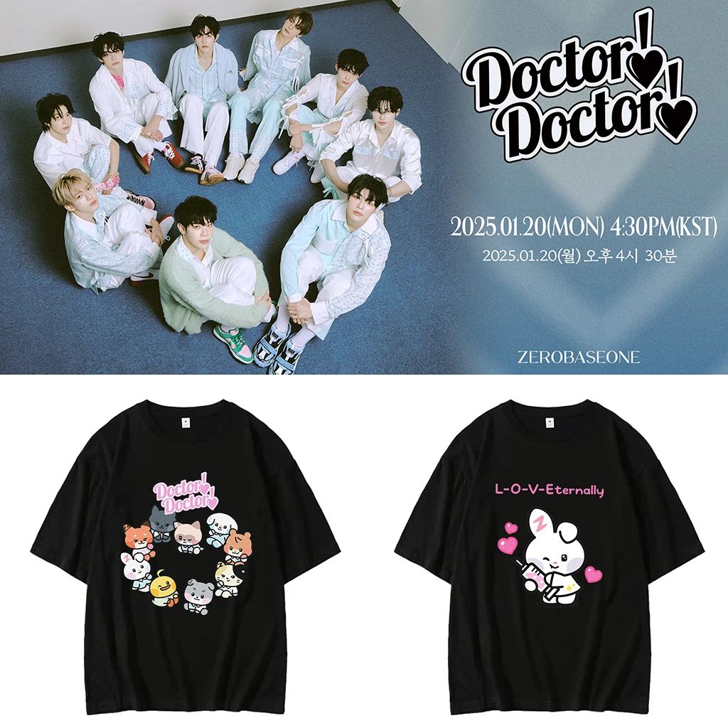 100%Cotton Kpop ZEROBASEONE Pre-Release Single Doctor! Doctor! Zeroni ZB1 Graphic T-shirt for ZEROSE‌ - Short Sleeve Cassual Tee